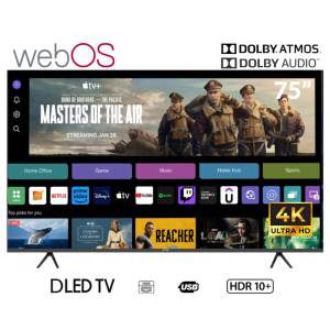 تلفزيون سمارت أرو 75 بوصة, فور كيه ألترا, نظام WebOS, تطبيقات ذكية شاهد، يوتيوب، نتفليكس، برايم, أسود - RO-75LPW